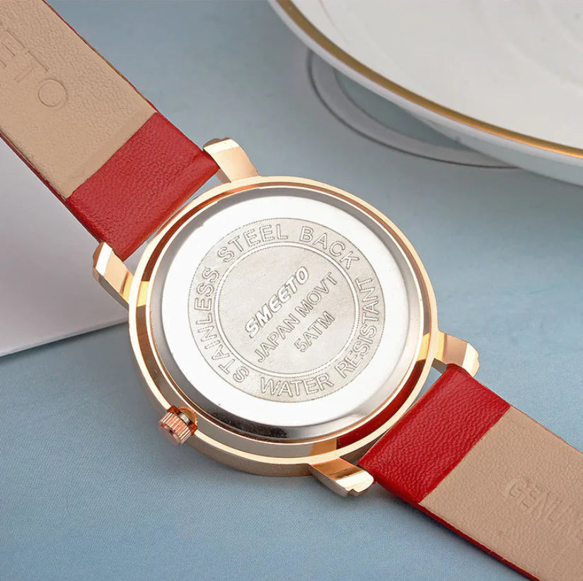 Liquid Sand Watch, Diamond Quartz Watch, Waterproof Leather Strap